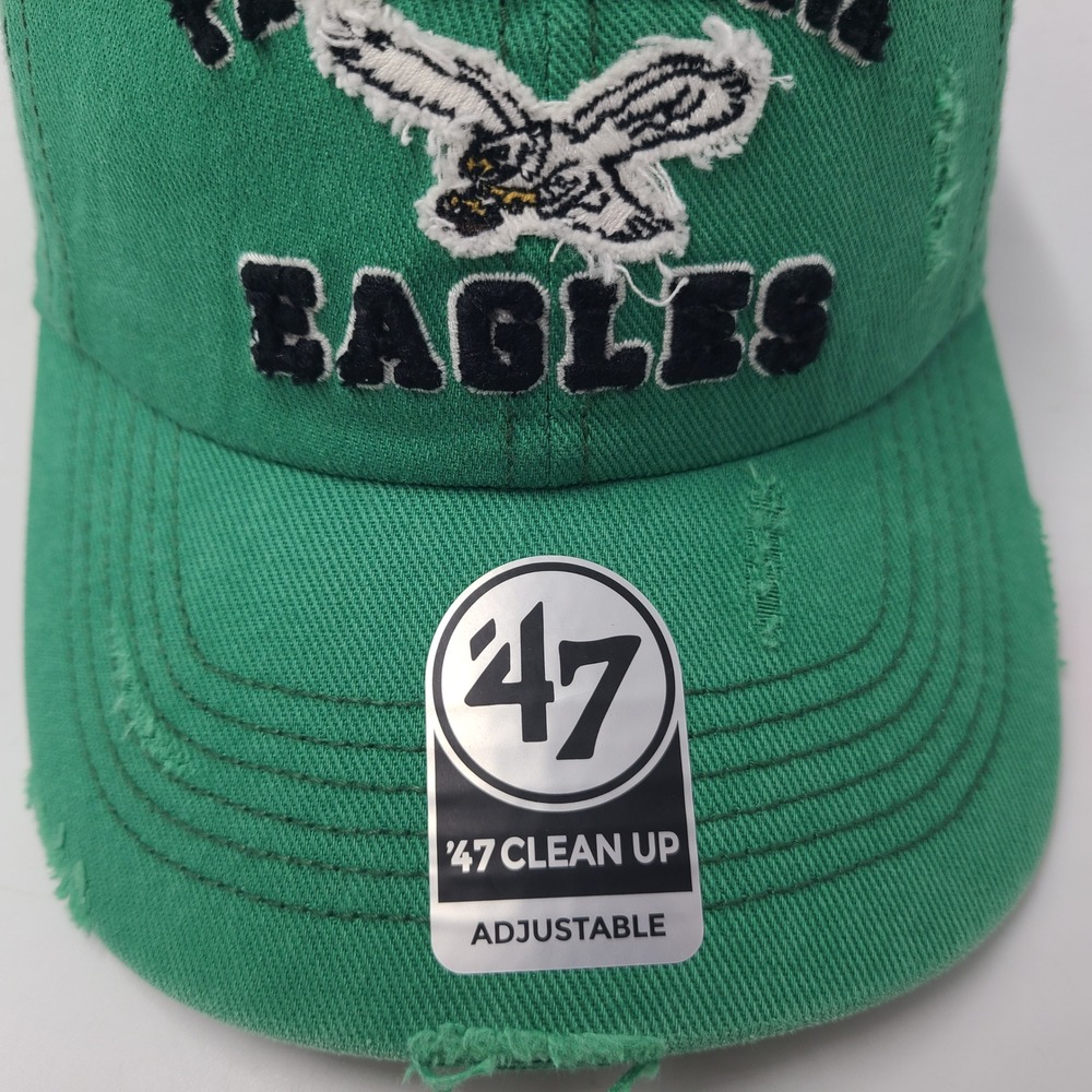 Philadelphia Eagles Hat Strapback 47 Brand Clean Up Green NFL Distressed Men - Picture 3 of 12